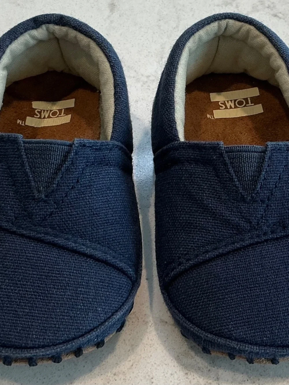 TOMS Booties Shoes Size 3 Navy Blue Canvas Baby Crib Alpargata